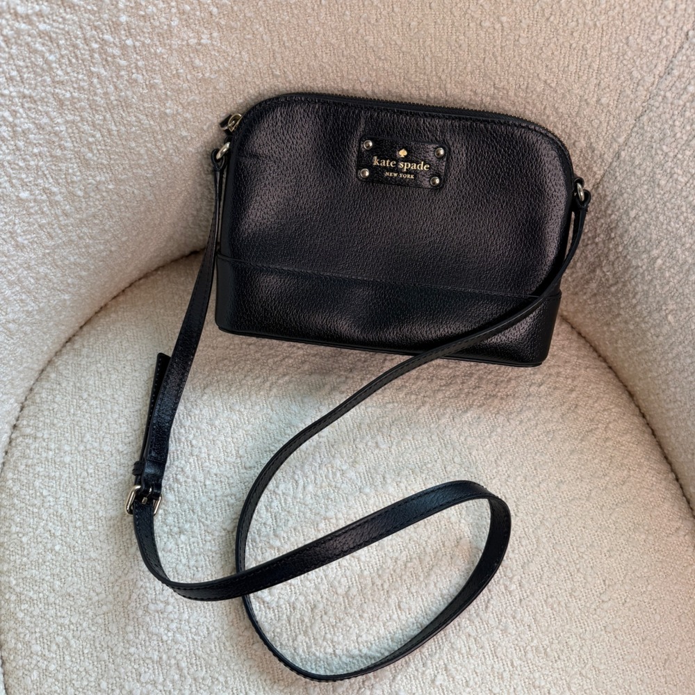 Kate Spade New York Black Pebbled Leather Dome Crossbody Bag